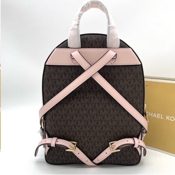 Michael Kors Medium Jaycee Zip Packet Backpack Brown/Light Pink - Picture 4 of 11